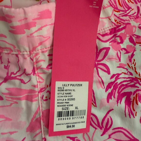 Lilly Pulitzer NWT Ocean View Short Peony Pink Seaside Scene XL Womens - Picture 2 of 2